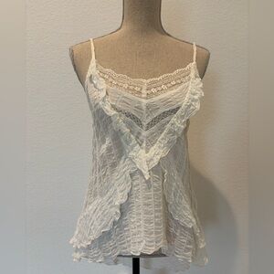 Sisley White Lace Trim Cami Top